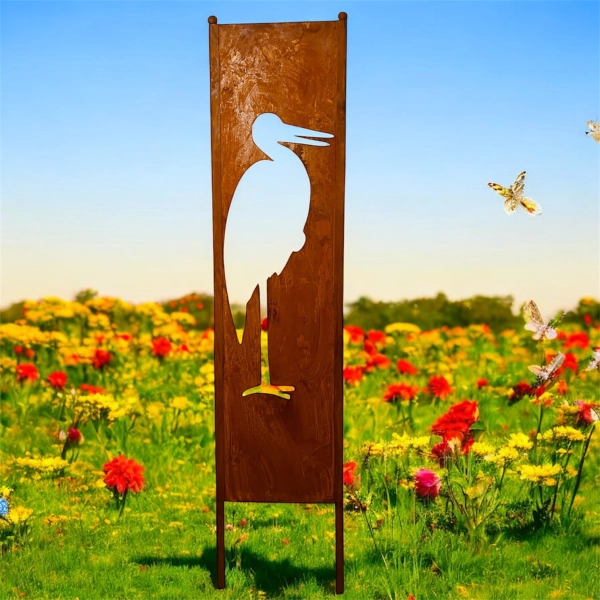 Panel ogrodowy parawan dekoracyjny metal patyna 120cm CZAPLA / ŻURAW